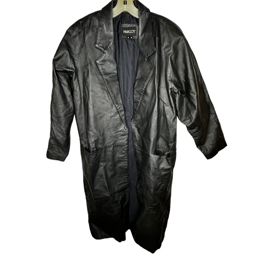Vintage Margo's‎ Black Leather Trench Coat